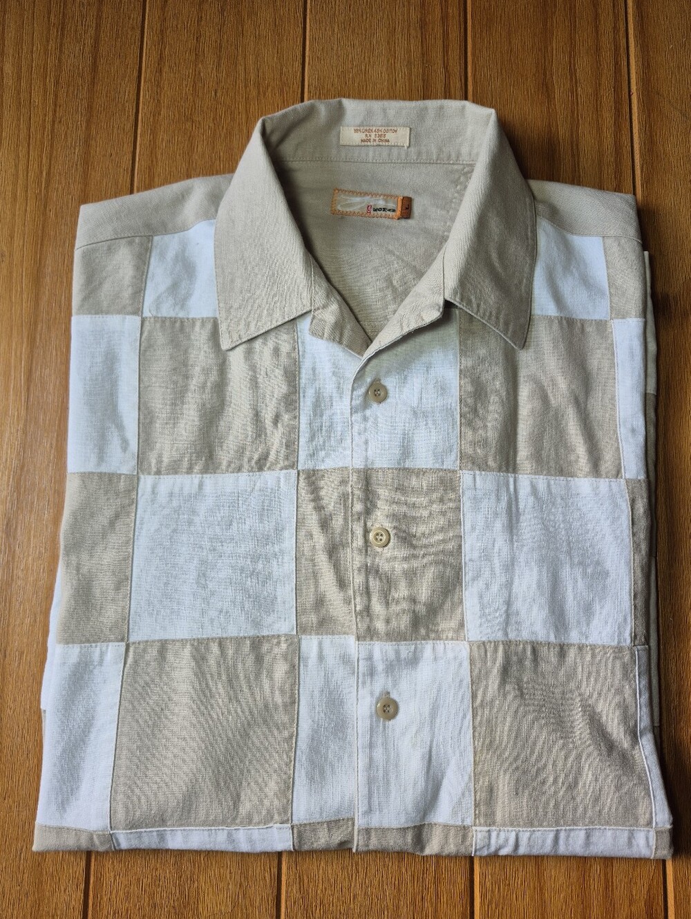 Vintage Y2K Koman Jeans Linen Checkerboard Shirt - Size Large